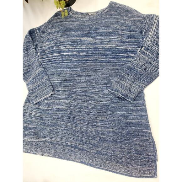 Daisy Fuentes Top XL Oversized Long Knit Sweater Tunic Heathered Blue Womens 1X - Picture 11 of 14